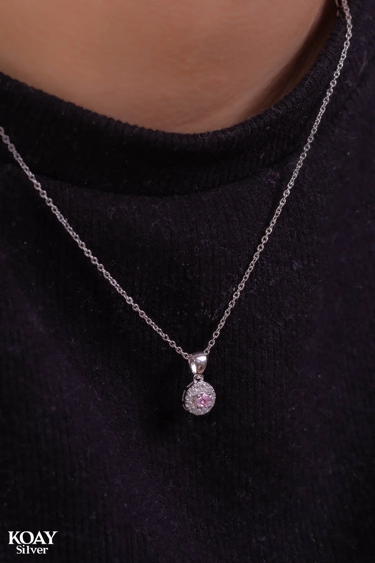 Circle Zircon Rose Necklace