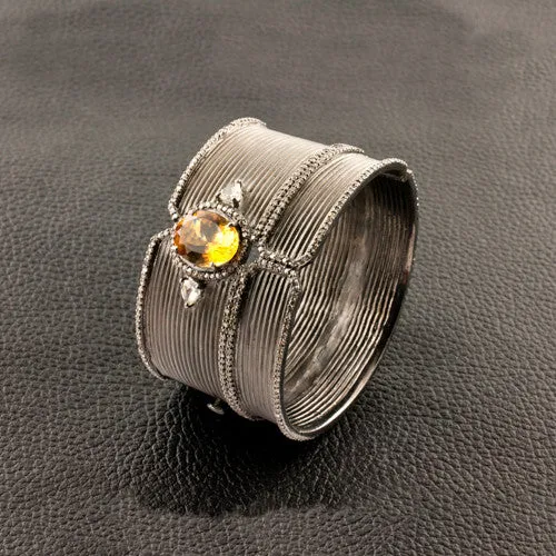 Citrine & Diamond Bangle Bracelet