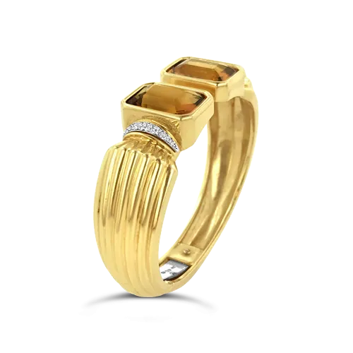 Citrine & Diamond Estate Cuff Bracelet