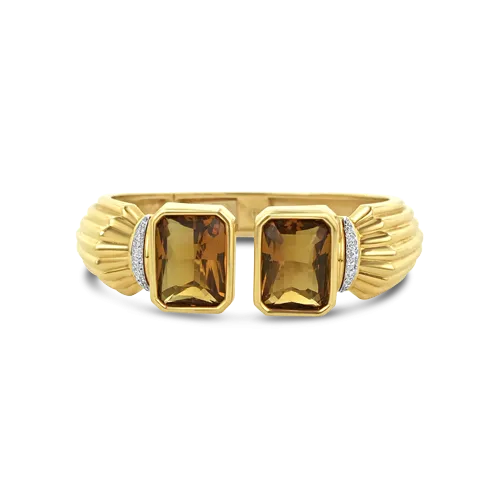 Citrine & Diamond Estate Cuff Bracelet