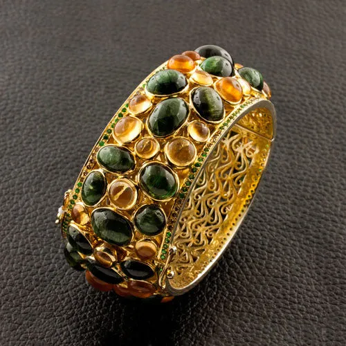 Citrine & Tsavorite Bangle Bracelet