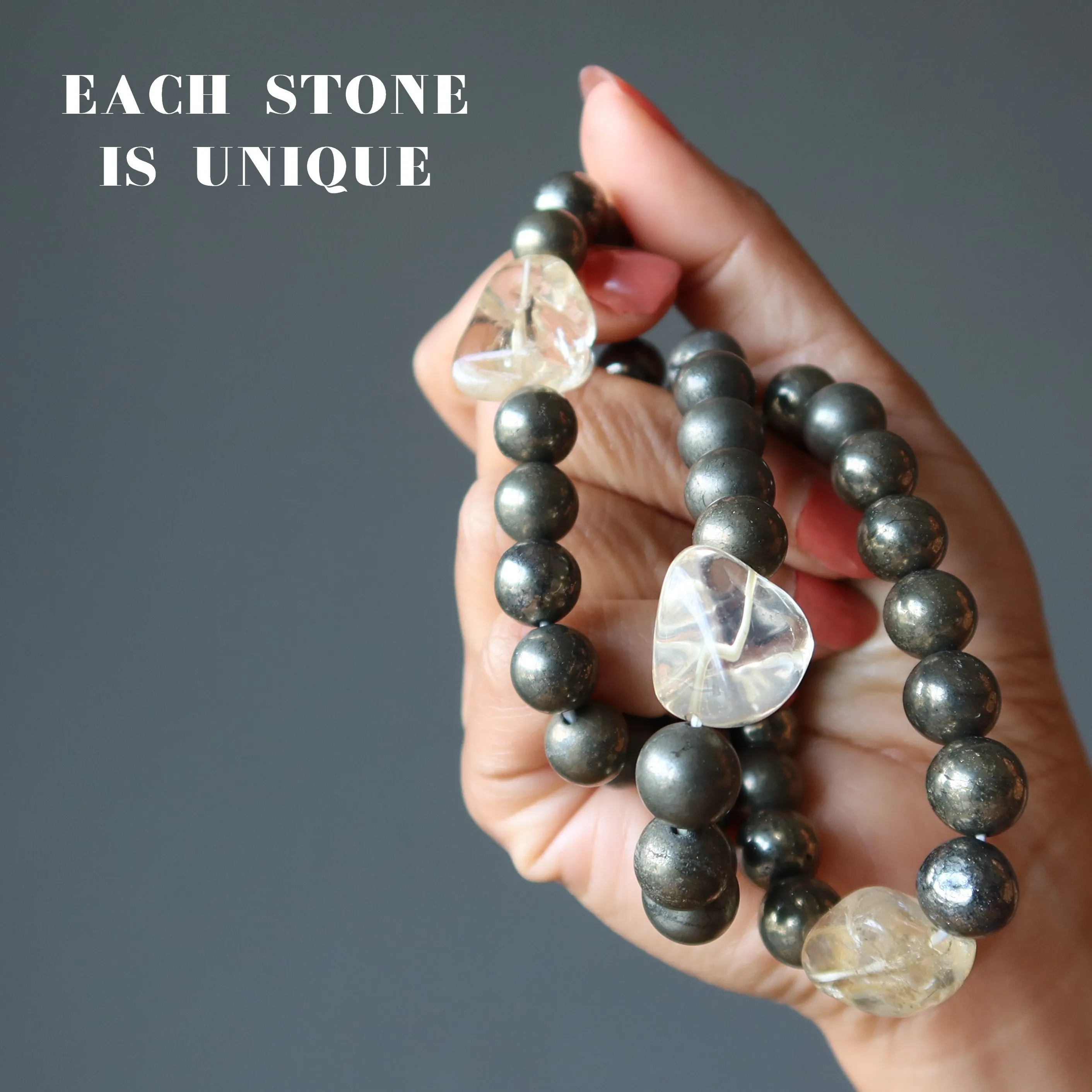 Citrine Bracelet Pyrite Double Abundance Nugget Crystal