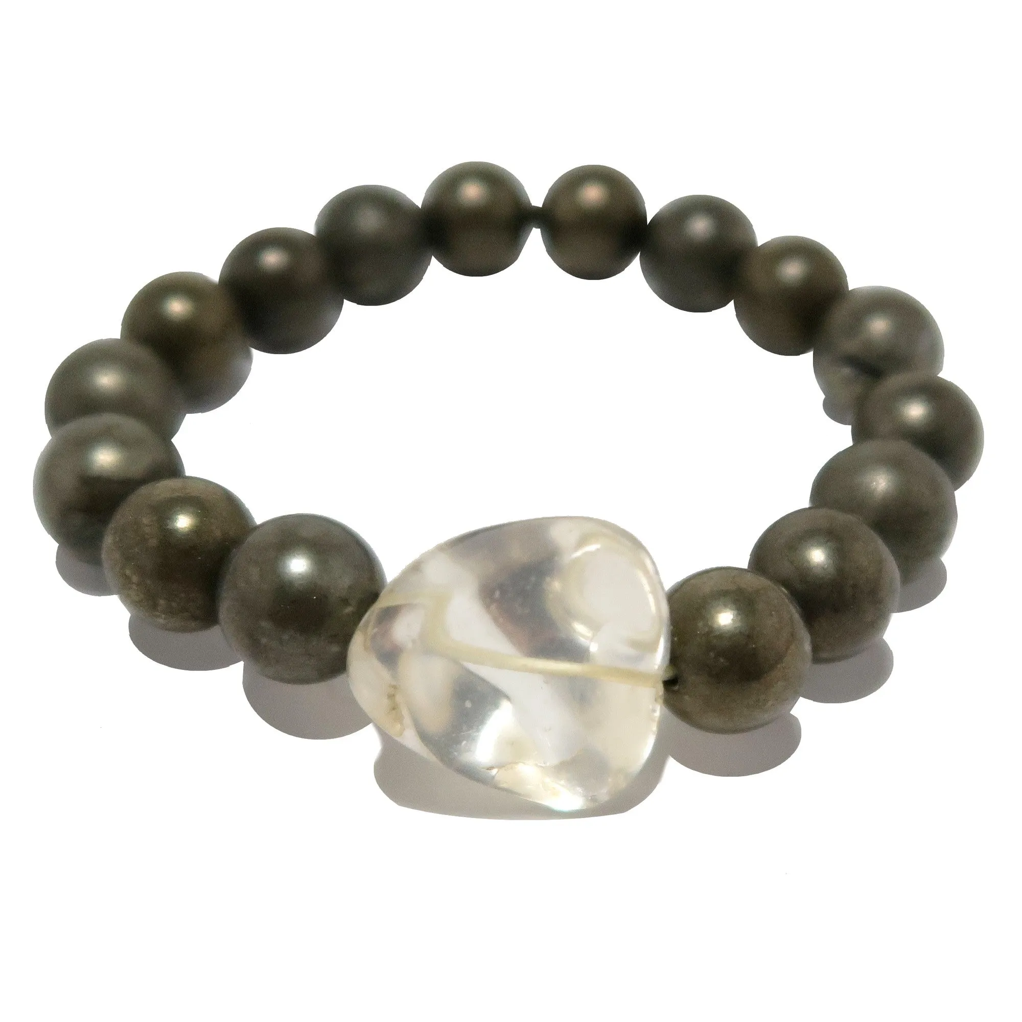 Citrine Bracelet Pyrite Double Abundance Nugget Crystal