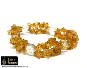 Citrine Crystal Chip Bead Bracelet with Clear Crystal Beads