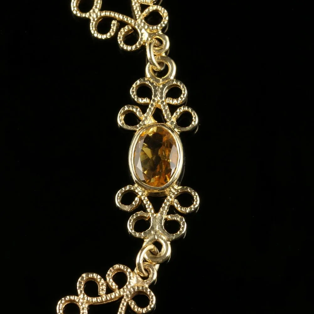 Citrine Filigree Gold Bracelet 9Ct Gold