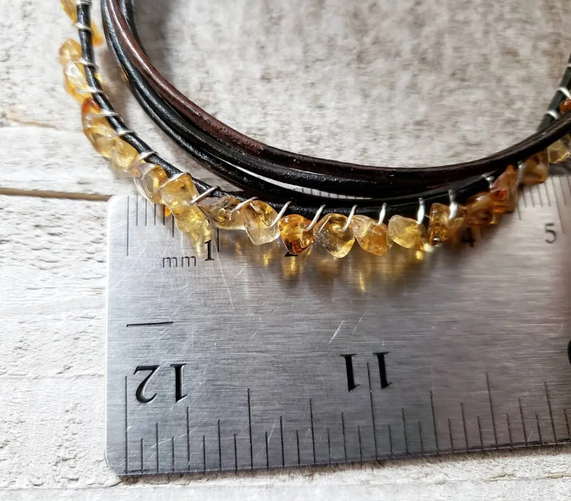 Citrine leather bracelet