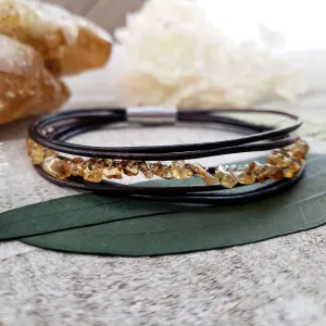 Citrine leather bracelet