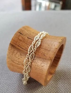 Classic Filigree Anklet / Sterling Silver
