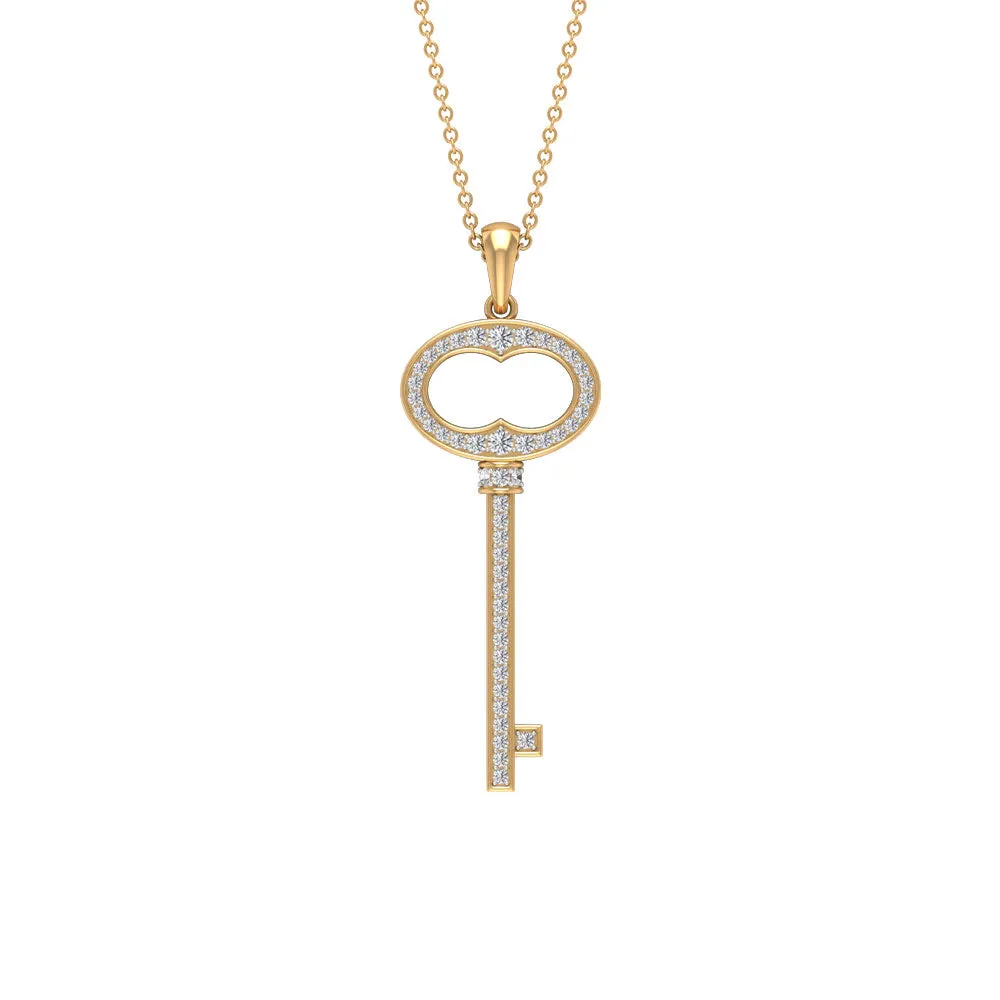 Classic Zircon Key Pendant Necklace