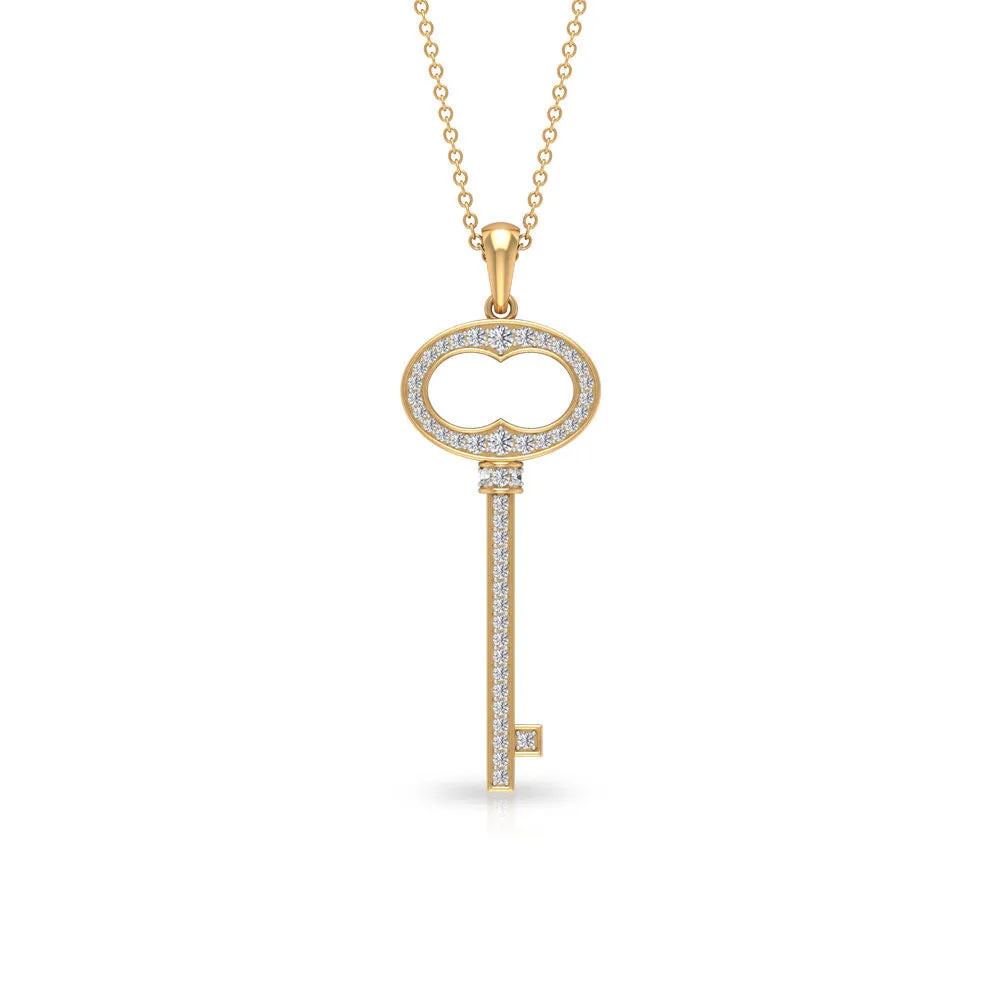Classic Zircon Key Pendant Necklace