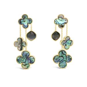 Clover Style Abalone Dangle Earrings