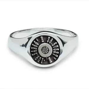 Coordinates Latitude Longitude Silver Signet Ring