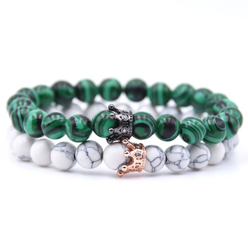 Crown natural stone zircon couple bracelet