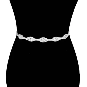 Crystal Marquise Sash Ribbon Bridal Wedding Belt Headband