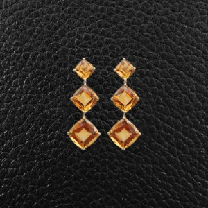 Cushion cut Citrine Dangle Earrings