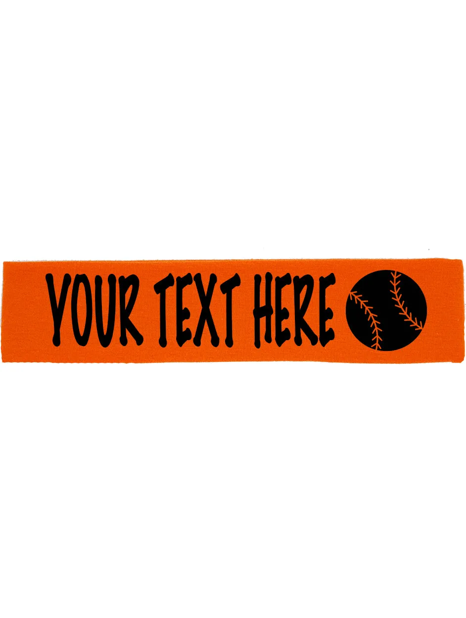 Custom BASEBALL / SOFTBALL Cotton Headband - Flat (Non Sparkle) Letters!