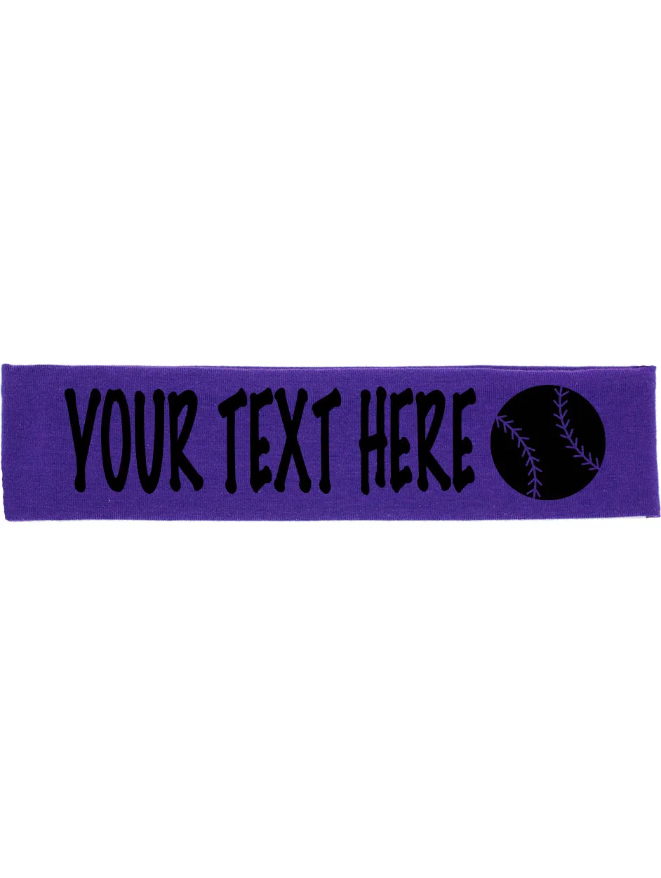 Custom BASEBALL / SOFTBALL Cotton Headband - Flat (Non Sparkle) Letters!