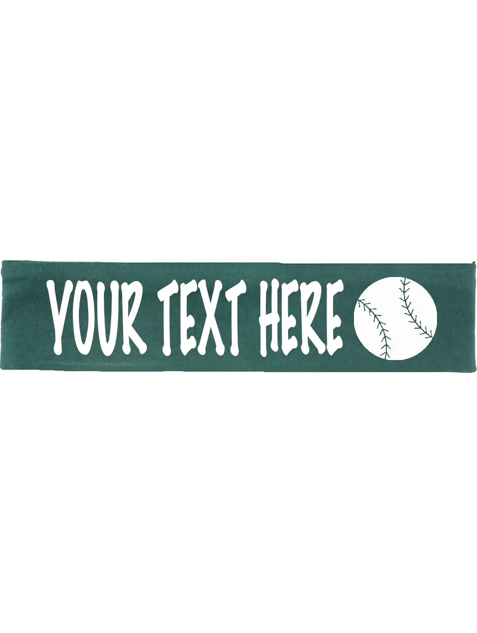 Custom BASEBALL / SOFTBALL Cotton Headband - Flat (Non Sparkle) Letters!
