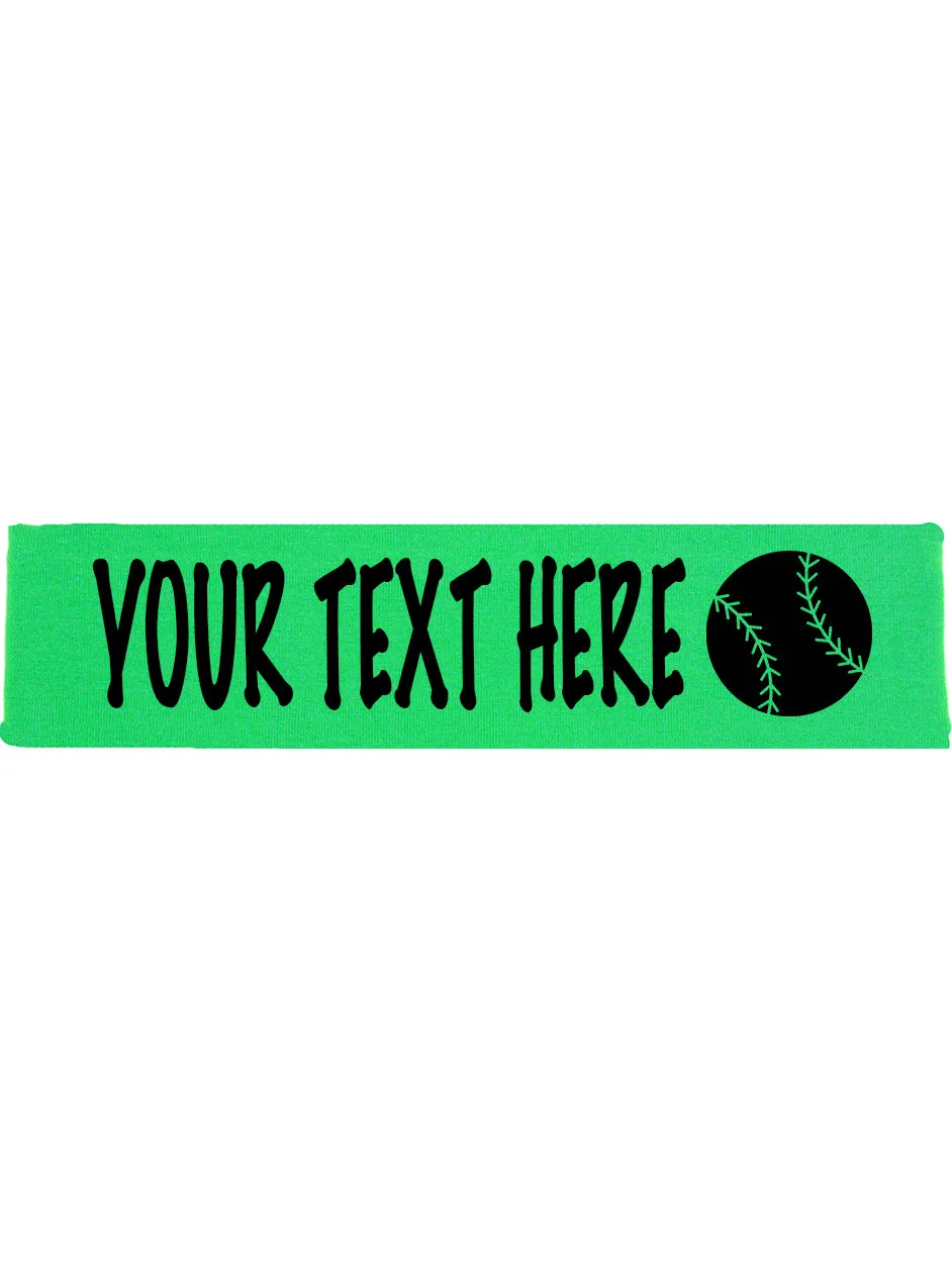 Custom BASEBALL / SOFTBALL Cotton Headband - Flat (Non Sparkle) Letters!