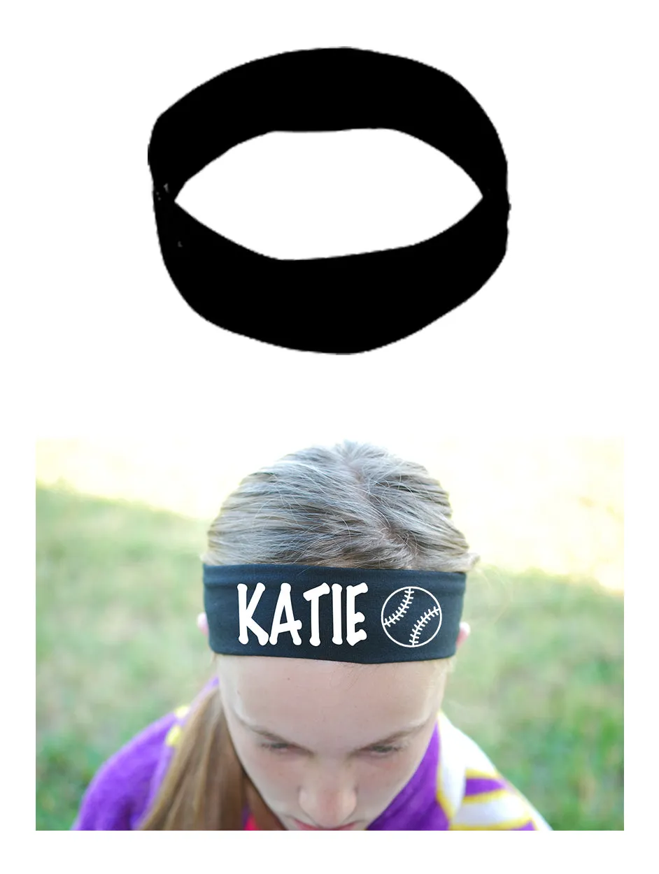Custom BASEBALL / SOFTBALL Cotton Headband - Flat (Non Sparkle) Letters!