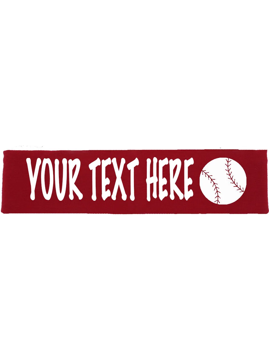 Custom BASEBALL / SOFTBALL Cotton Headband - Flat (Non Sparkle) Letters!