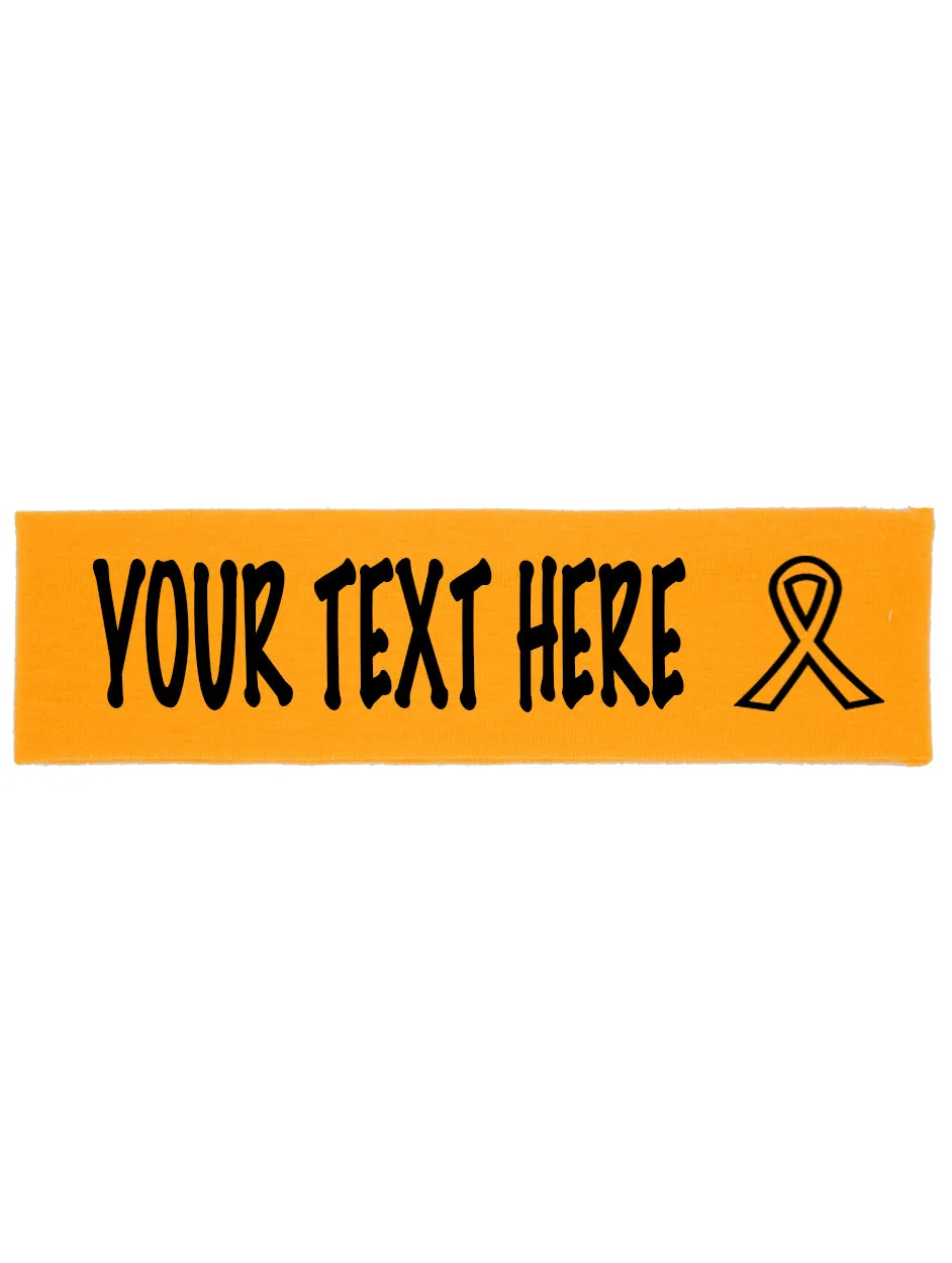 Custom Cancer Awareness Ribbon Headband - Flat (Non Sparkle) Letters!