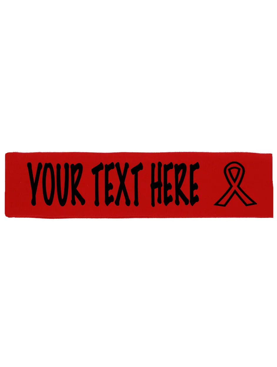 Custom Cancer Awareness Ribbon Headband - Flat (Non Sparkle) Letters!