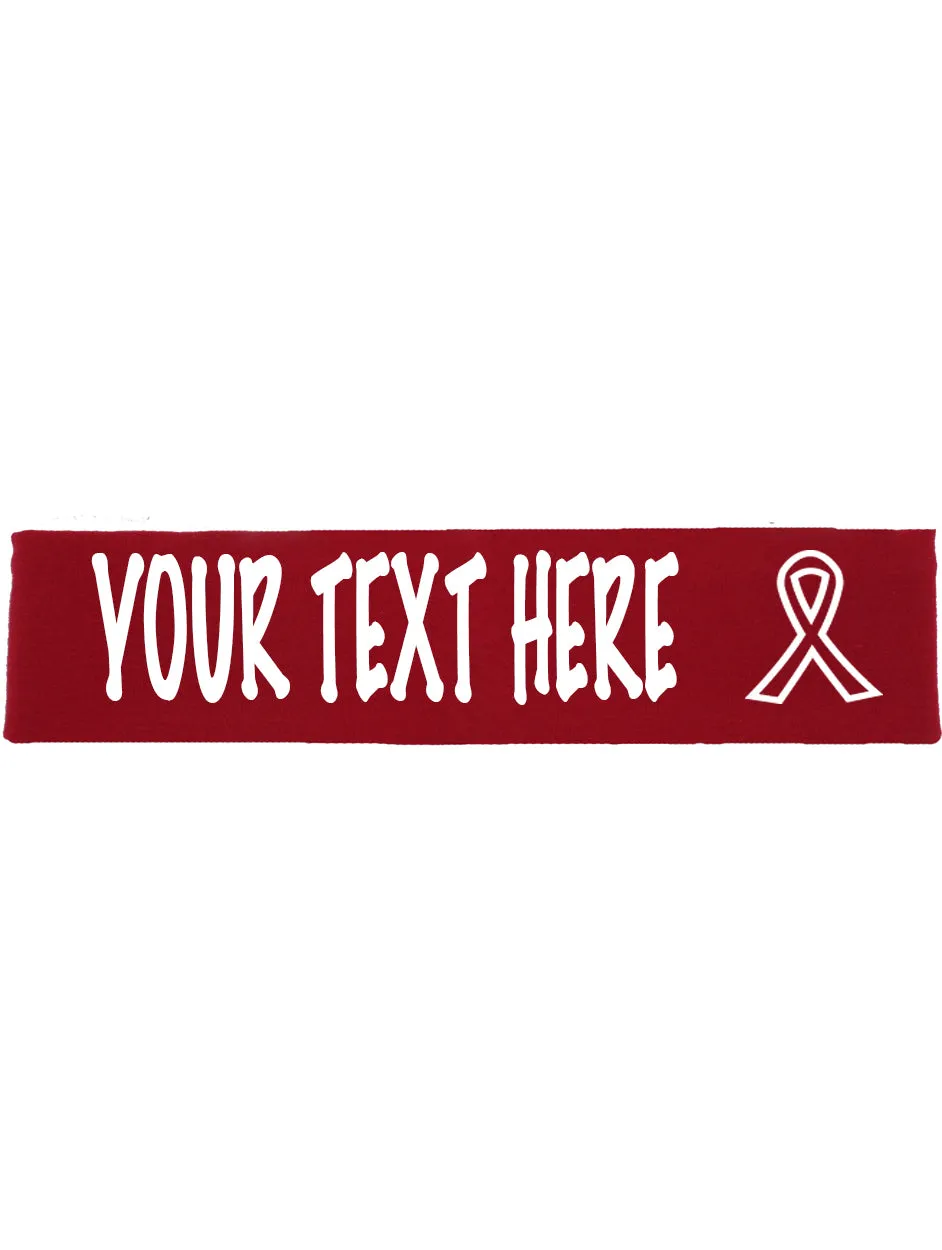 Custom Cancer Awareness Ribbon Headband - Flat (Non Sparkle) Letters!