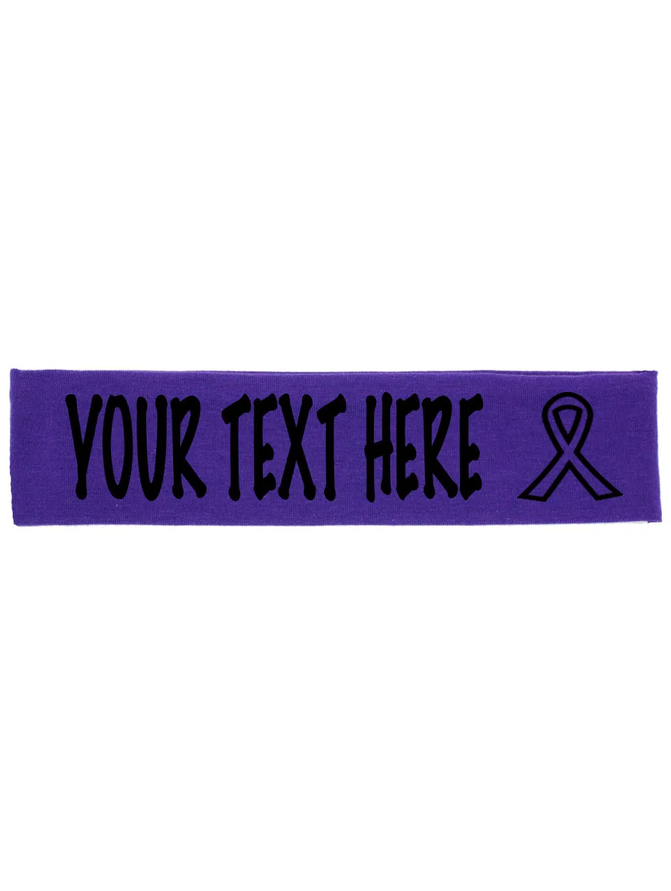 Custom Cancer Awareness Ribbon Headband - Flat (Non Sparkle) Letters!