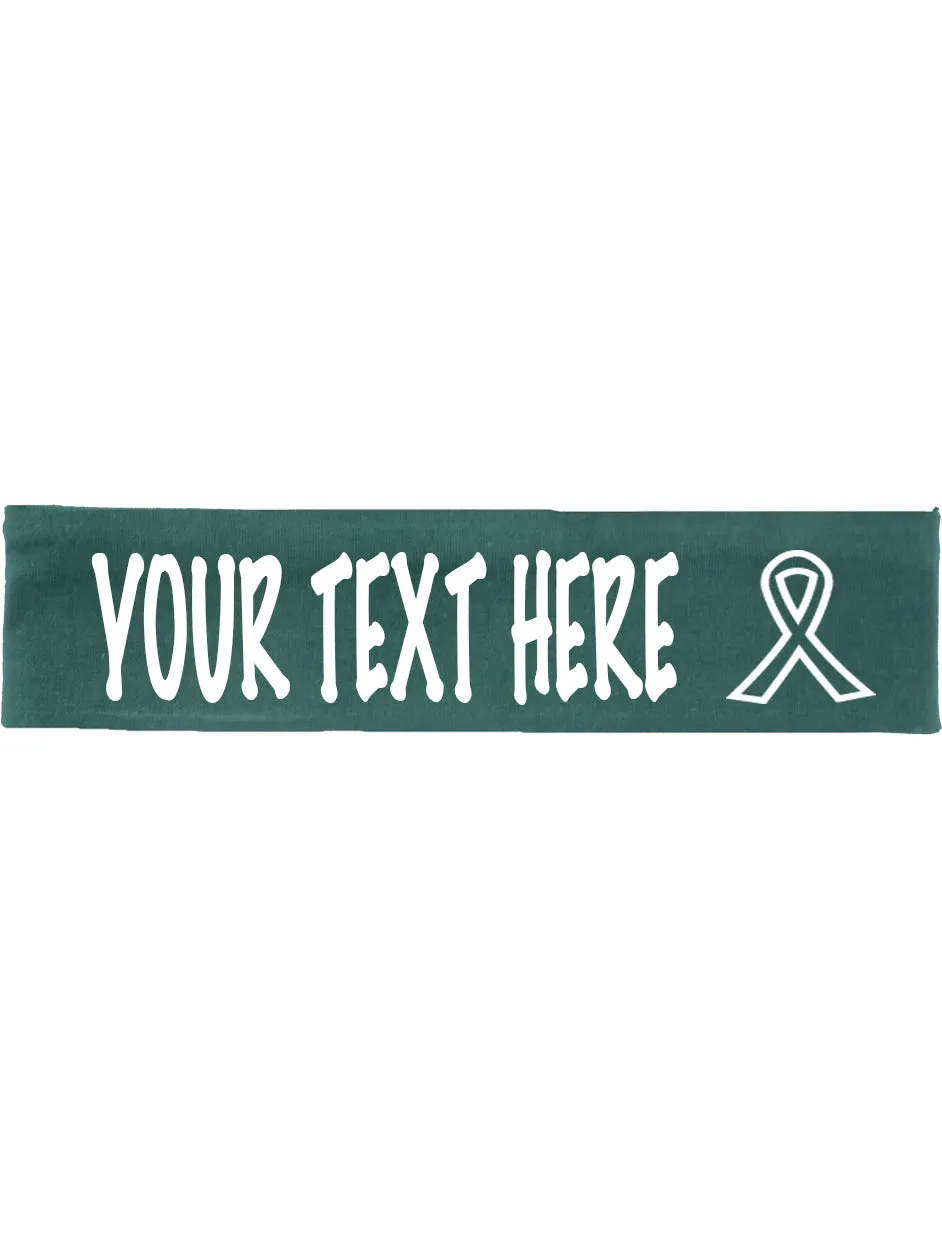 Custom Cancer Awareness Ribbon Headband - Flat (Non Sparkle) Letters!