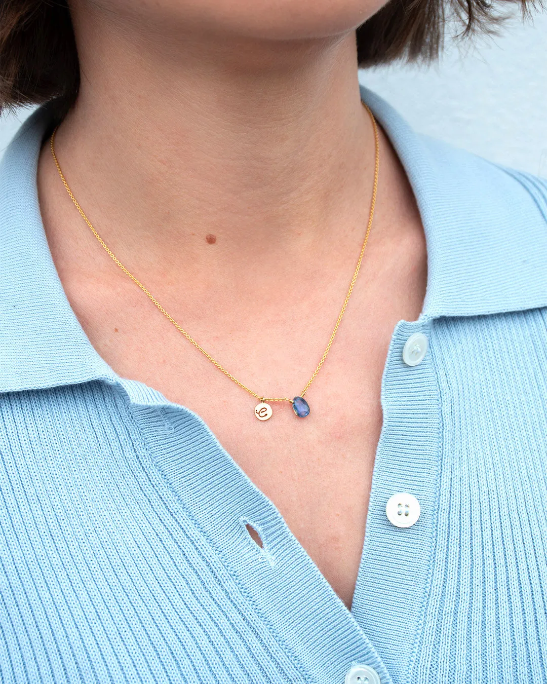 Custom - Letters & Gemstone Necklace