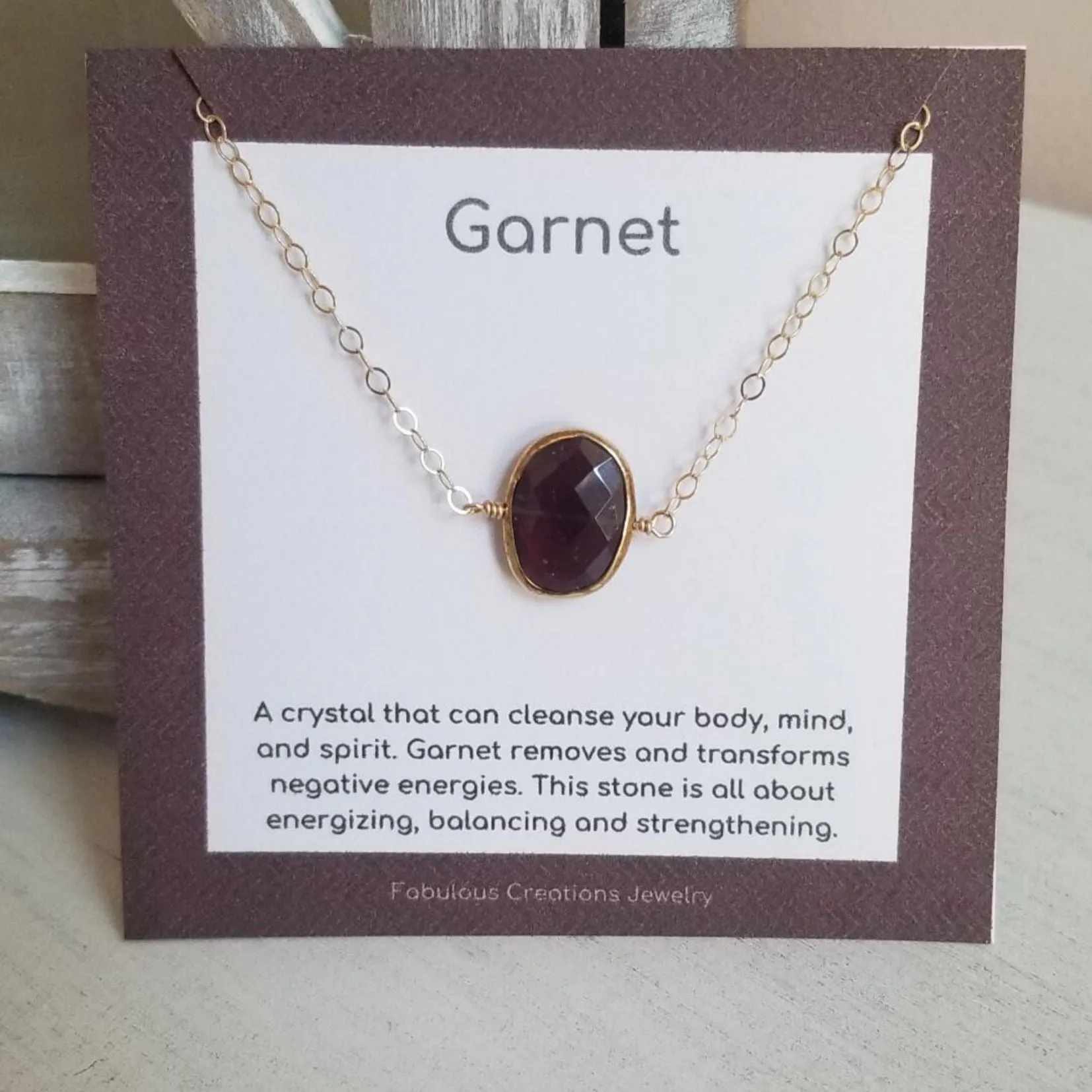 Dainty Gold Garnet Necklace, January Birthstone