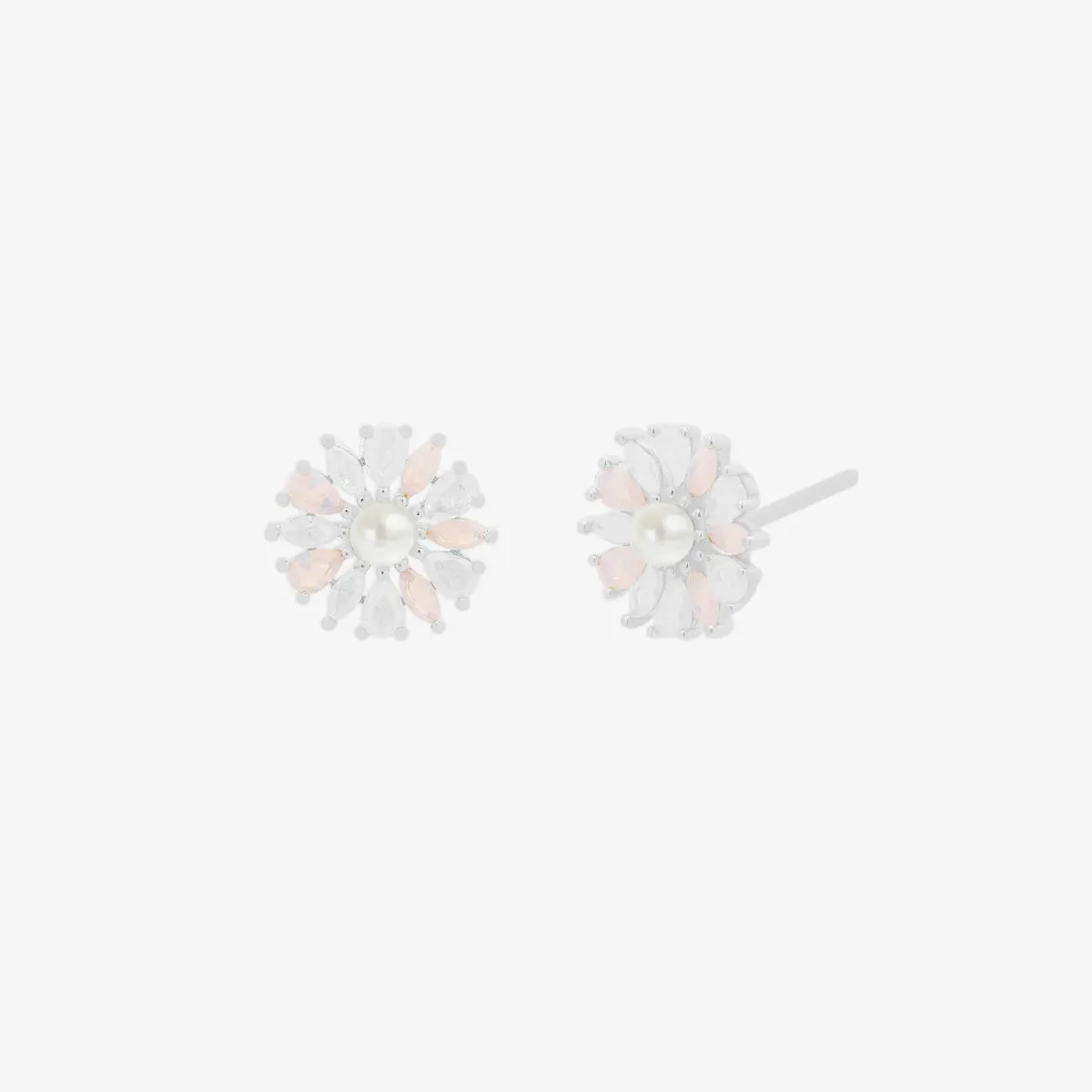Daisy Pearl and Moonstone Earrings