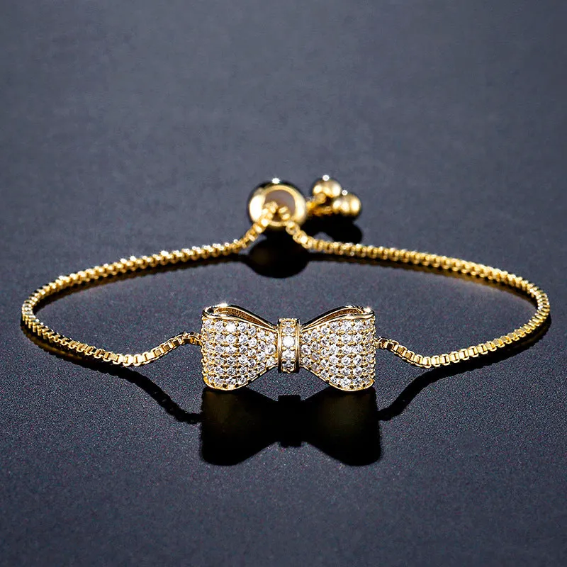 Diamond bow bracelet