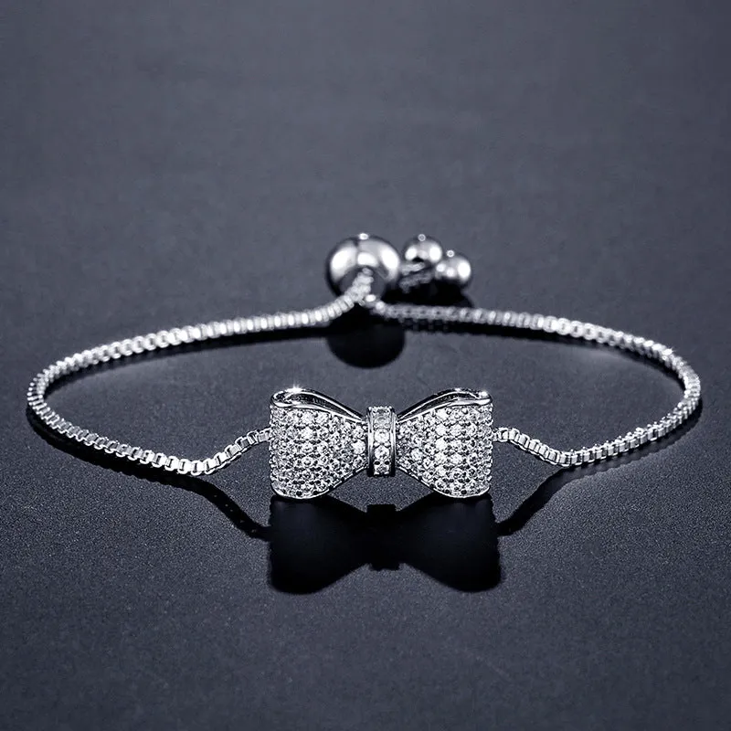 Diamond bow bracelet