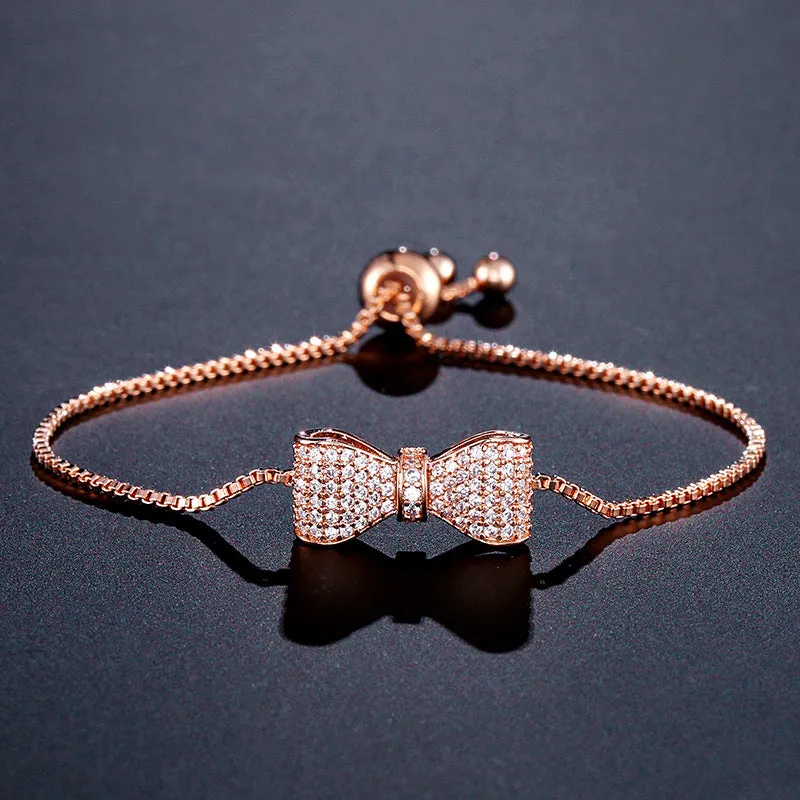 Diamond bow bracelet