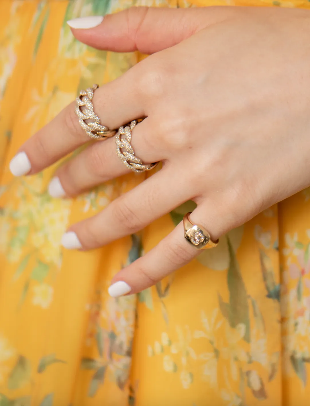 DIAMOND LETTER SIGNET RING