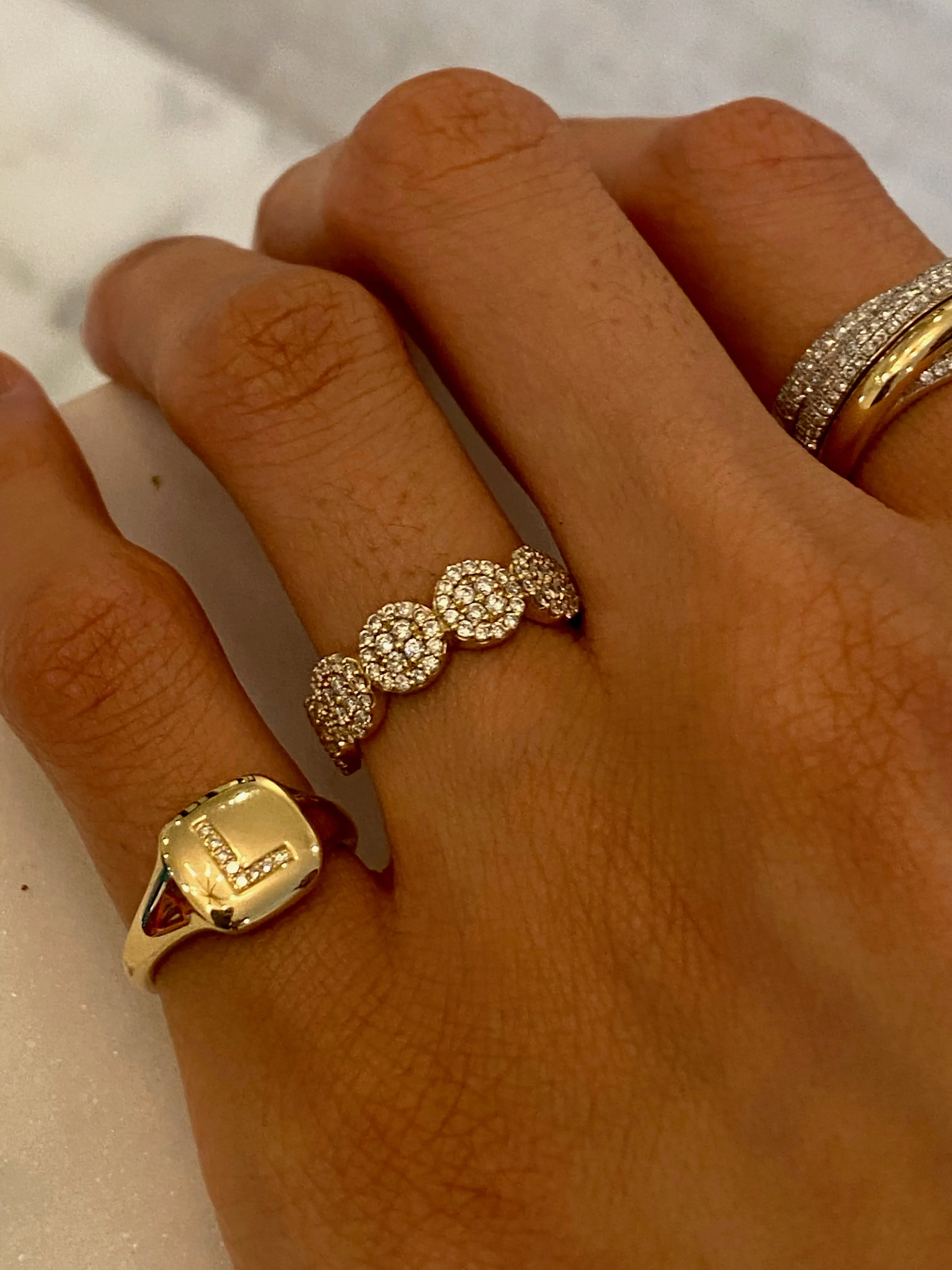 DIAMOND LETTER SIGNET RING
