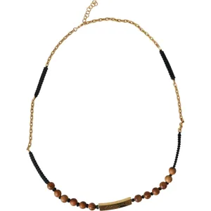 Dolce & Gabbana Black Gold Wooden Beaded Logo Pendant