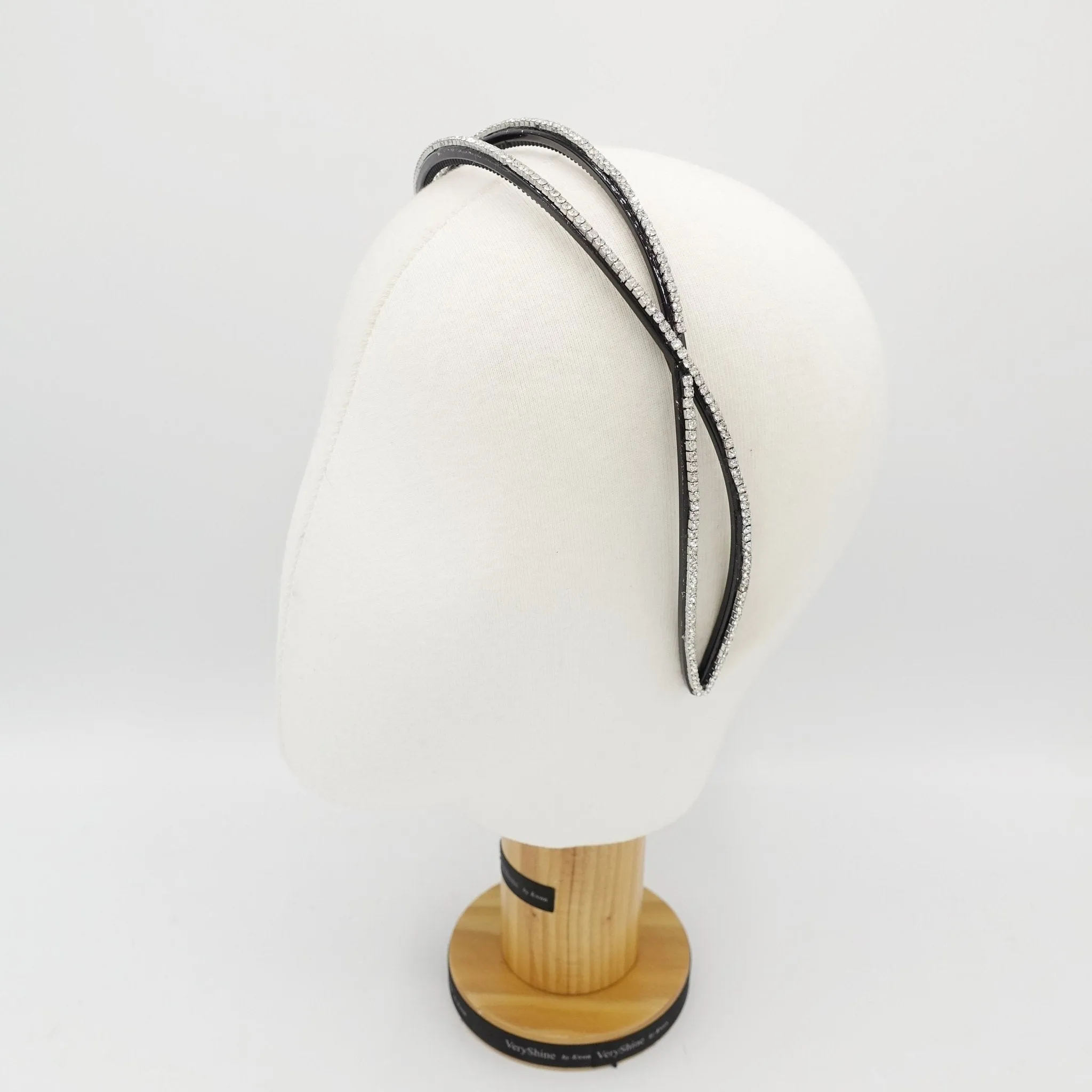 double cross headband rhinestone chain embellished acrylic double hairband woman hair accessory