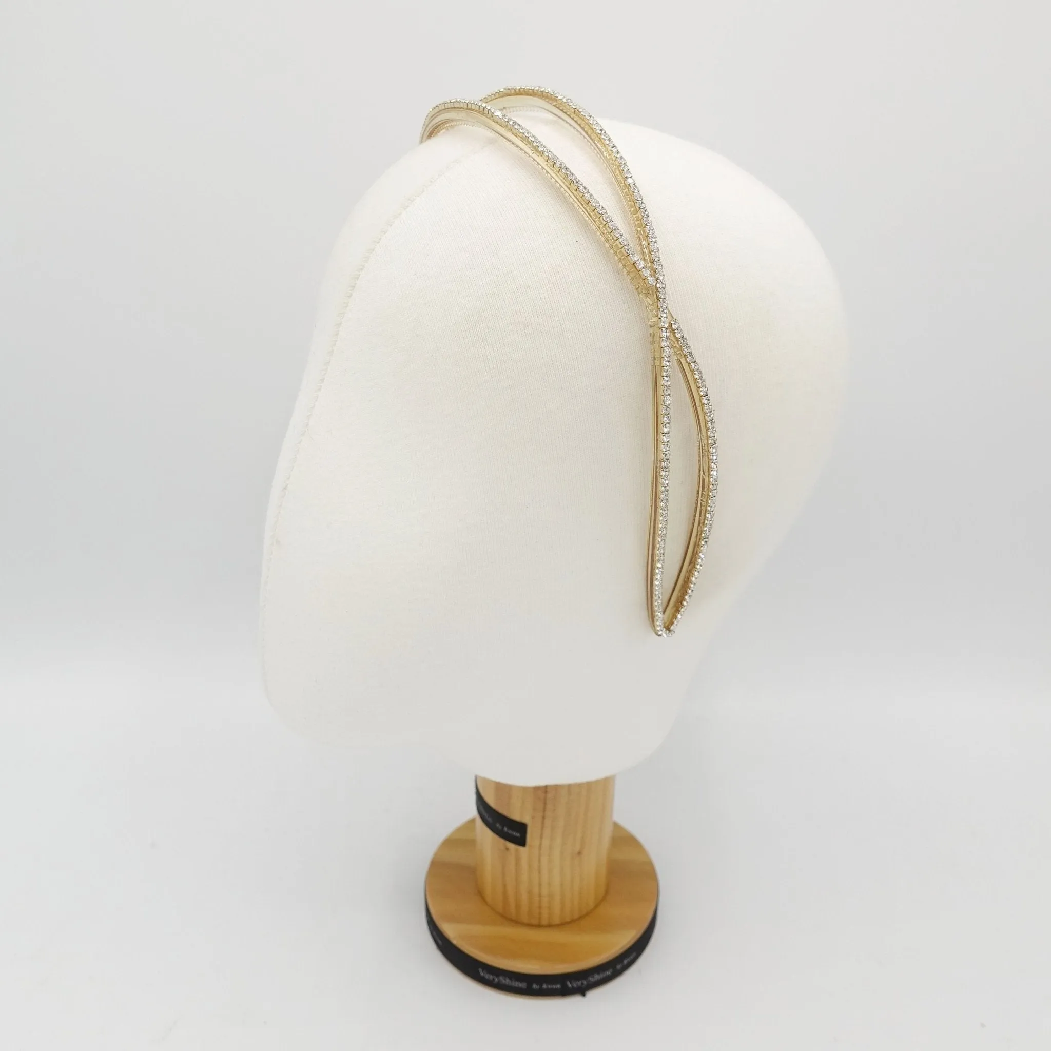 double cross headband rhinestone chain embellished acrylic double hairband woman hair accessory