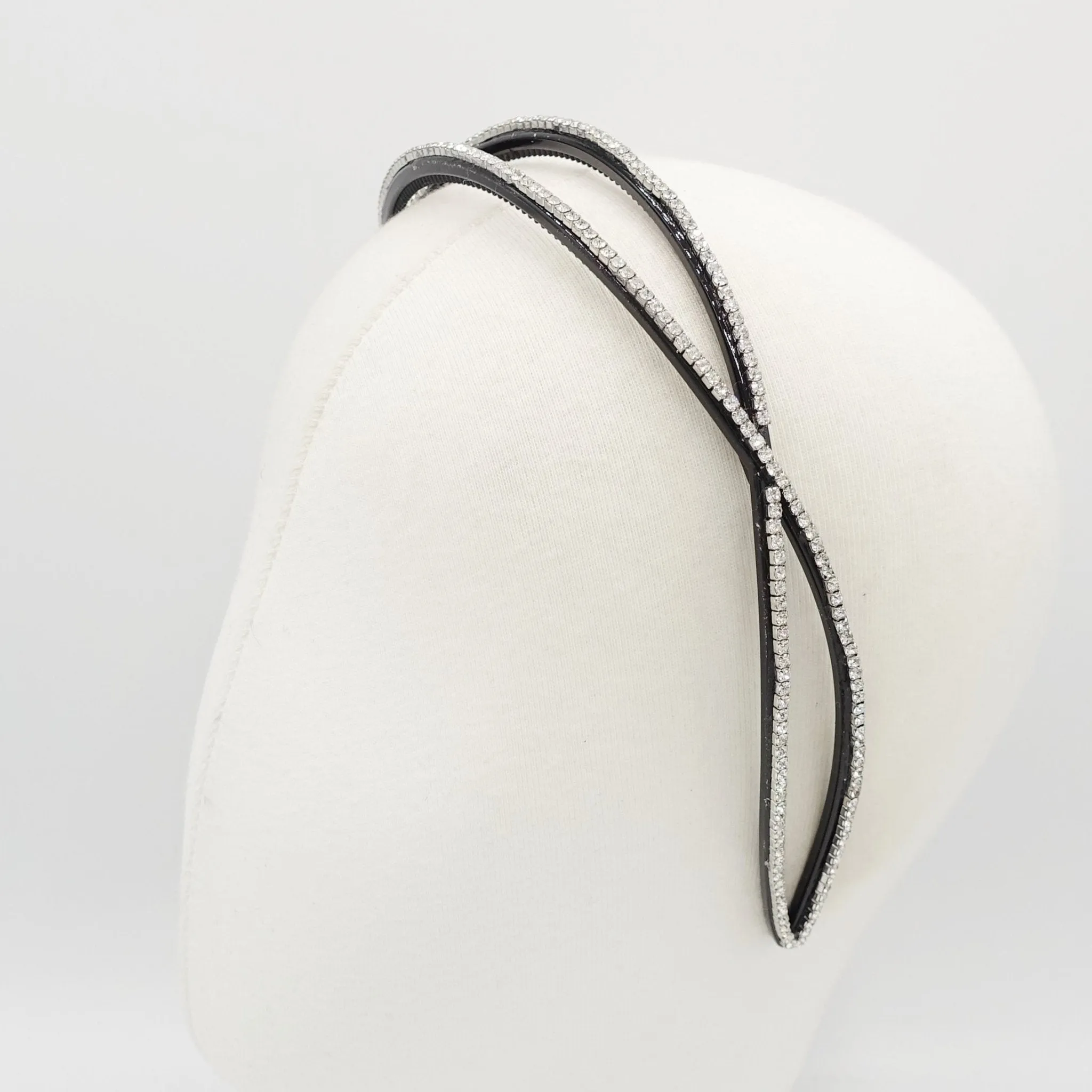 double cross headband rhinestone chain embellished acrylic double hairband woman hair accessory