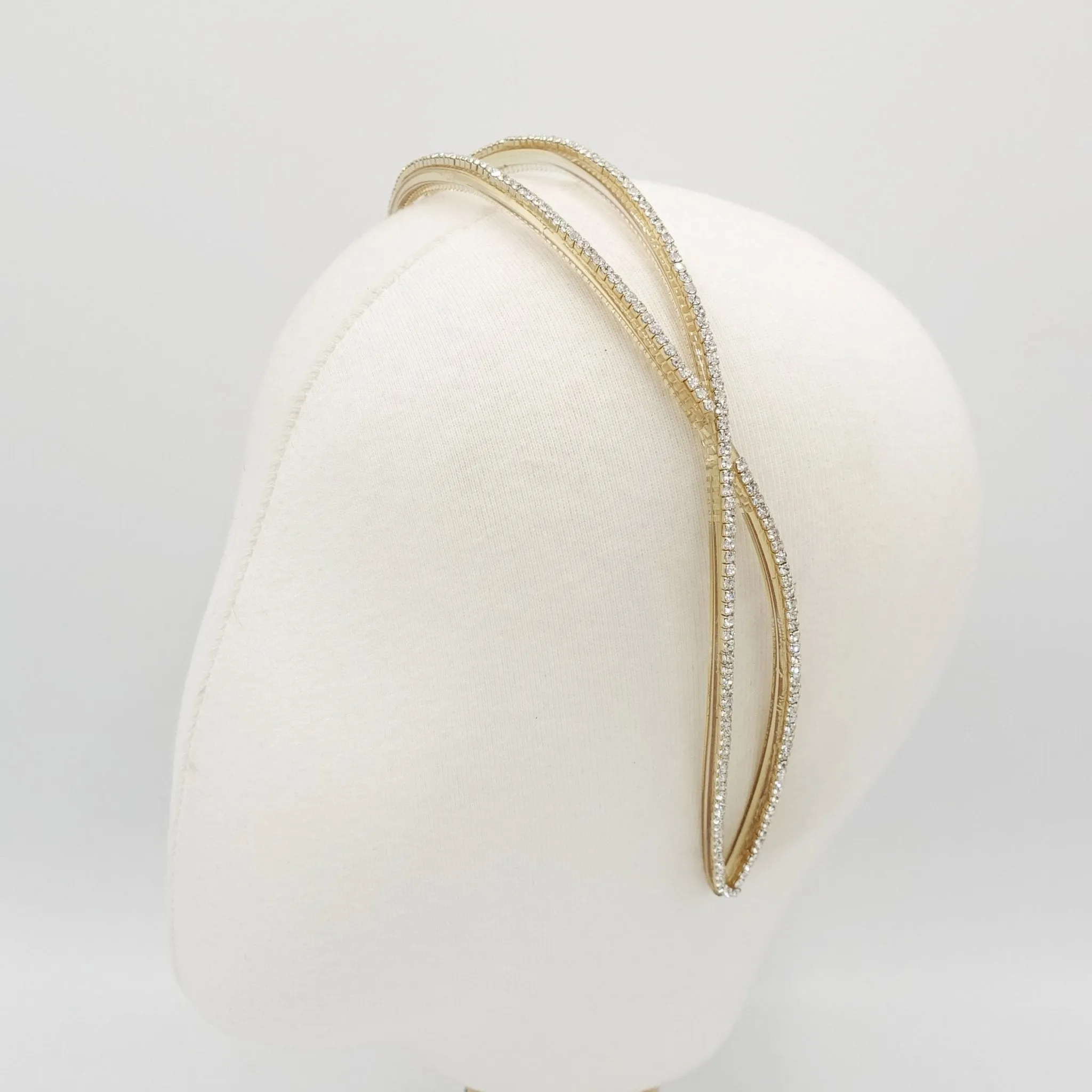 double cross headband rhinestone chain embellished acrylic double hairband woman hair accessory