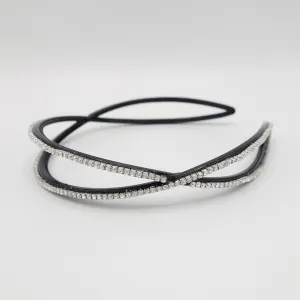 double cross headband rhinestone chain embellished acrylic double hairband woman hair accessory