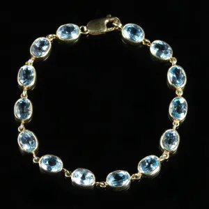 Edwardian Style Blue Topaz Bracelet 9ct Gold