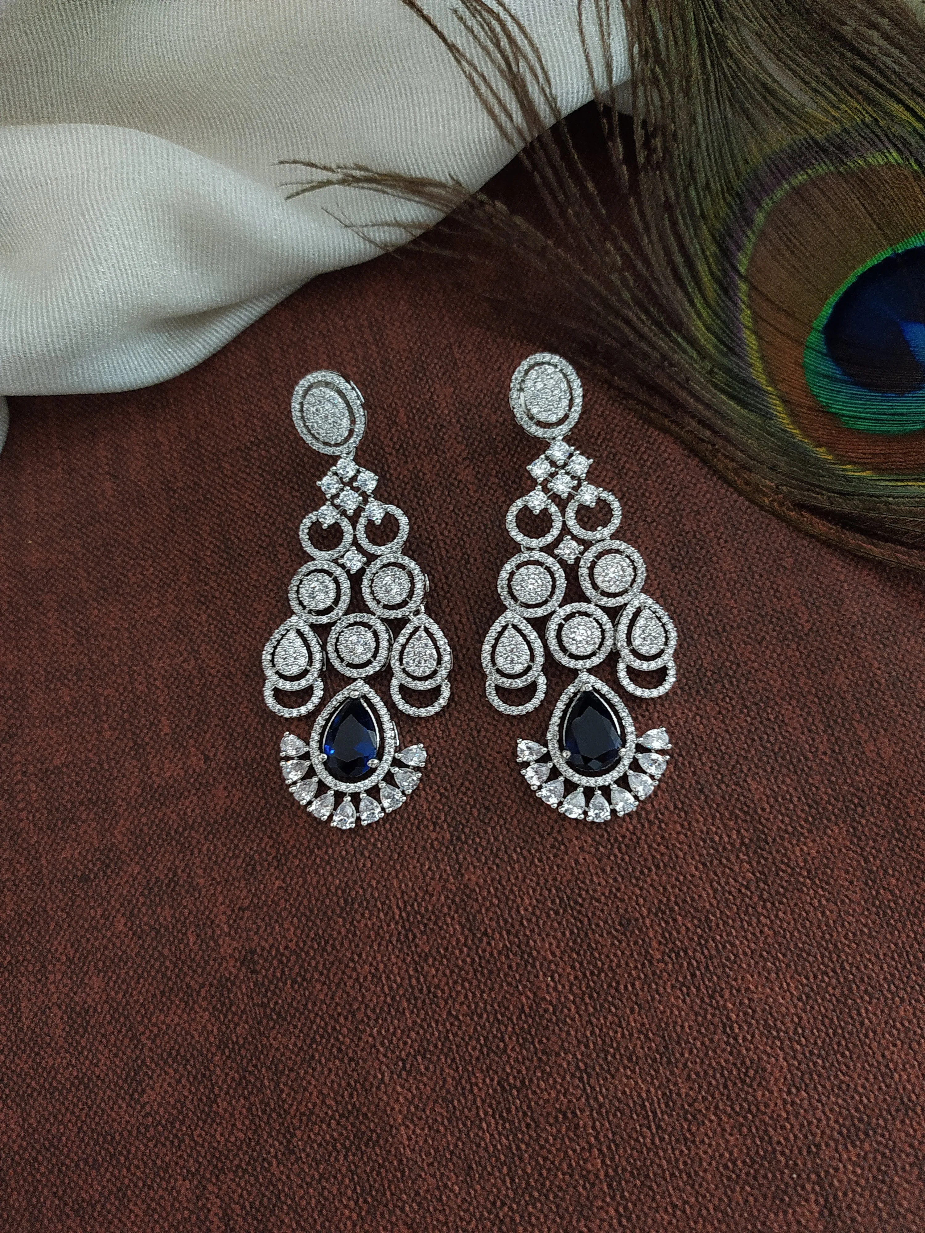 Elegant Silver-Plated Zircon Necklace Set with AD Stones