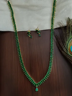 Elegant Zircon Long Set in Green Color