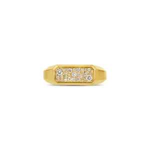 Elongated Emerald Galaxy Signet Ring