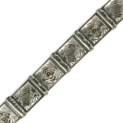 Emerald, Diamanté & Sterling Filigree Bracelet