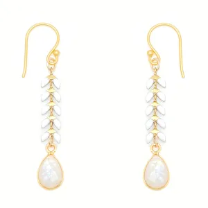 Enamel Cascade Drop Earrings - White